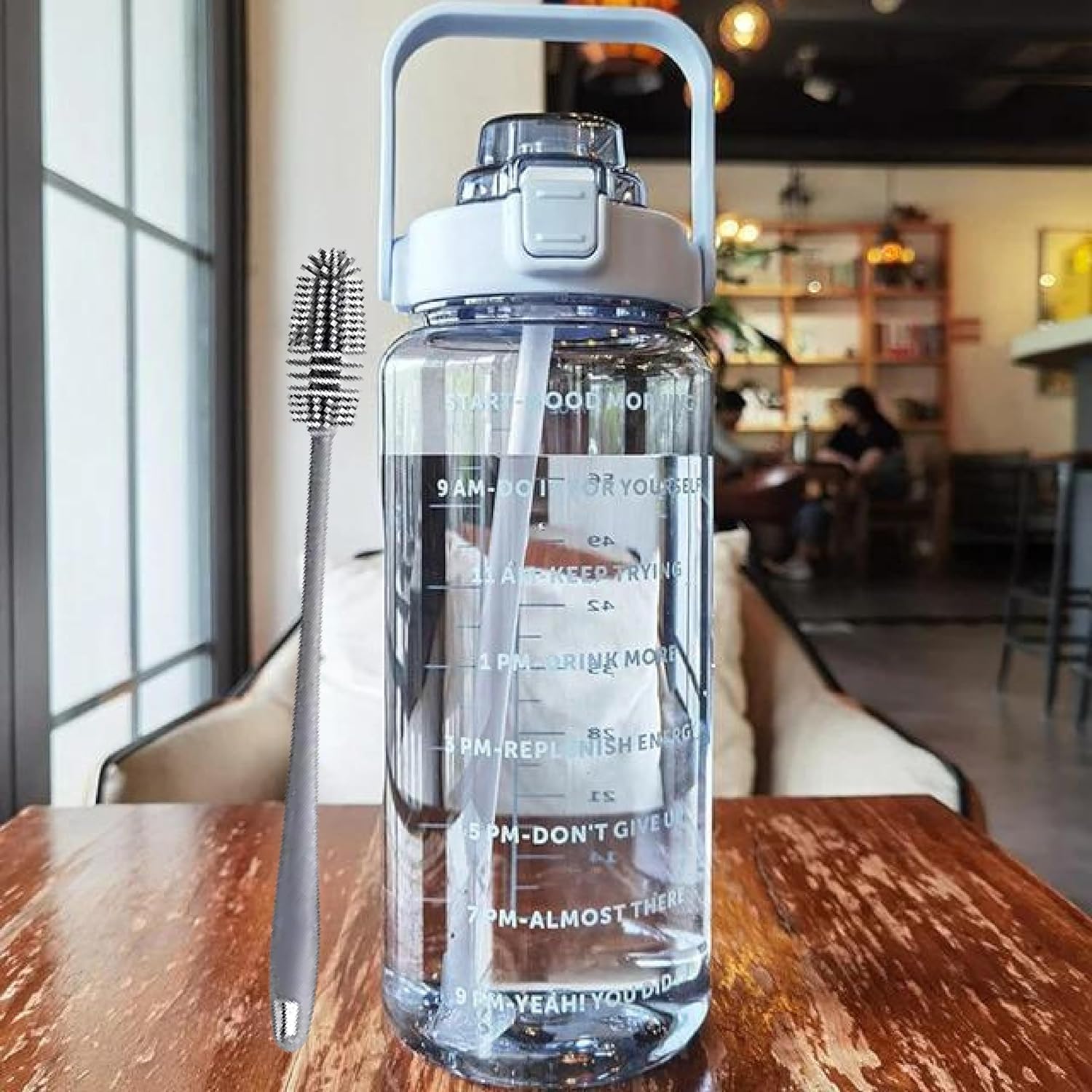 Transparent Sipper Water Bottles with Time Marker Leak proof & break-proof, 2 L Capacity