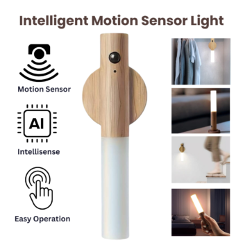 Intelligent Light with Motion Sensor & Wooden Stick Finish Rechargeable Portable Magnetic Battery Operated LED Night Light